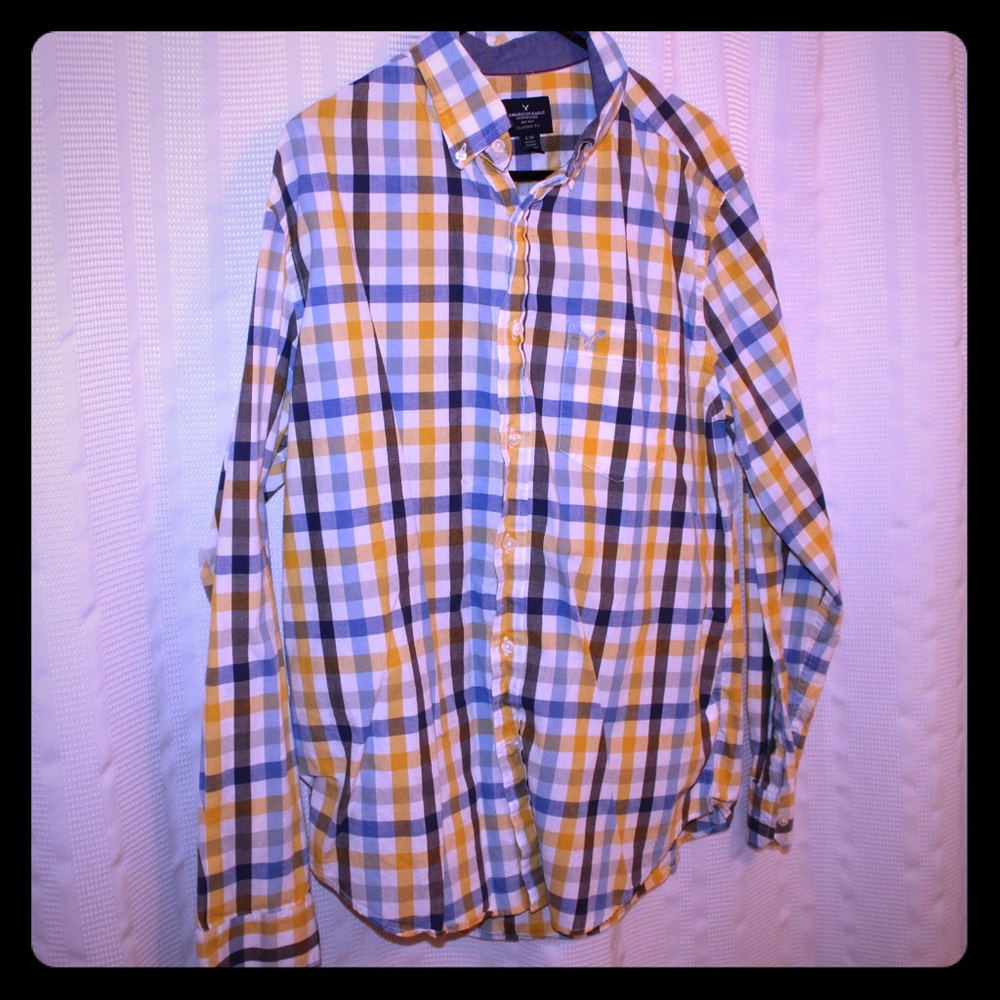 Yellow/blue American Eagle Button Down Long Sleeve